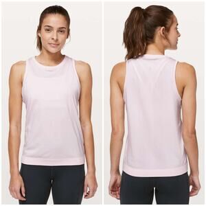 Lululemon Swiftly Breeze Tank Relaxed Fit Light Pink Glow Size 8 Mesh Gym Run